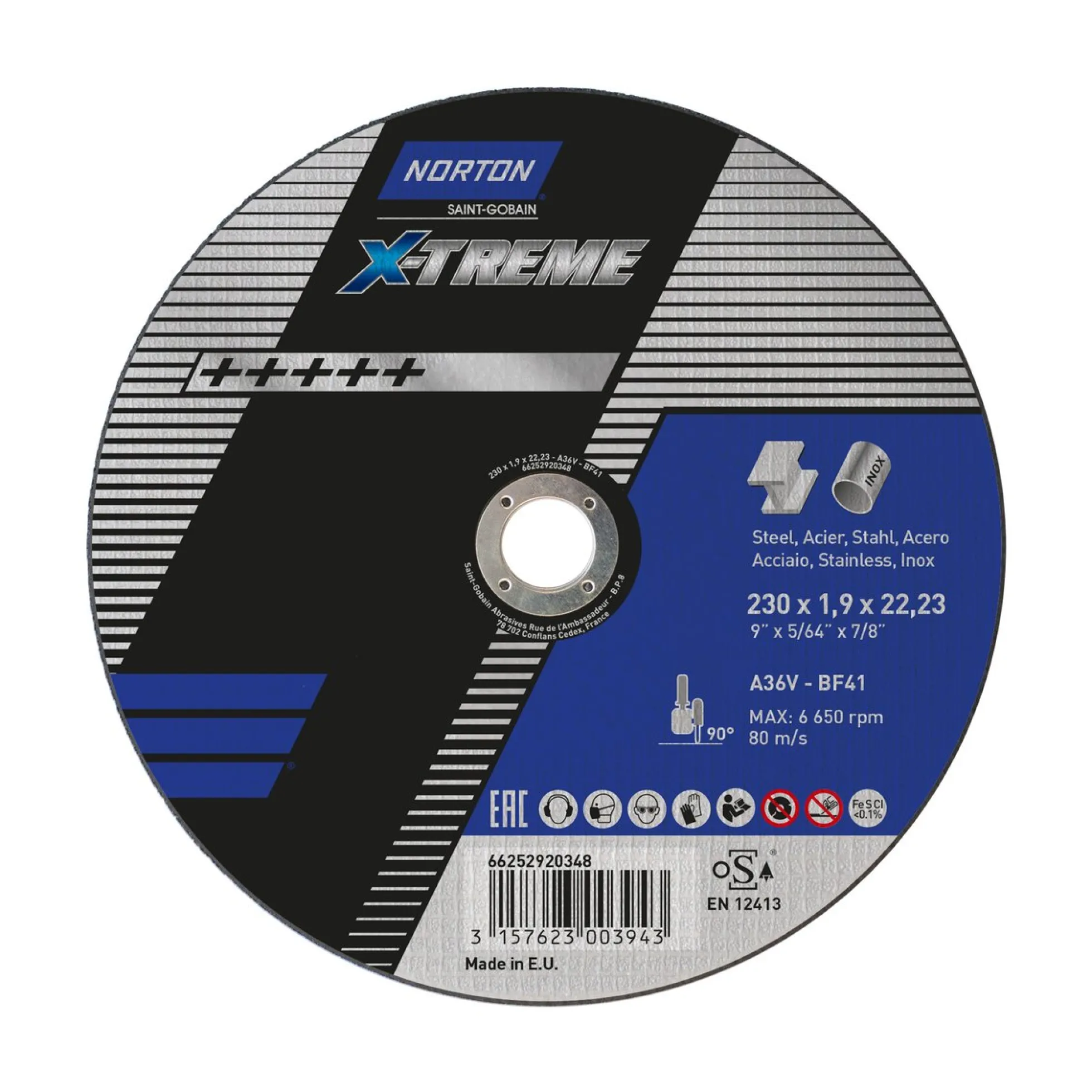 Norton NOR-X-Treme life Skæreskive, 230x1,9x22,23mm, A36V-T41
