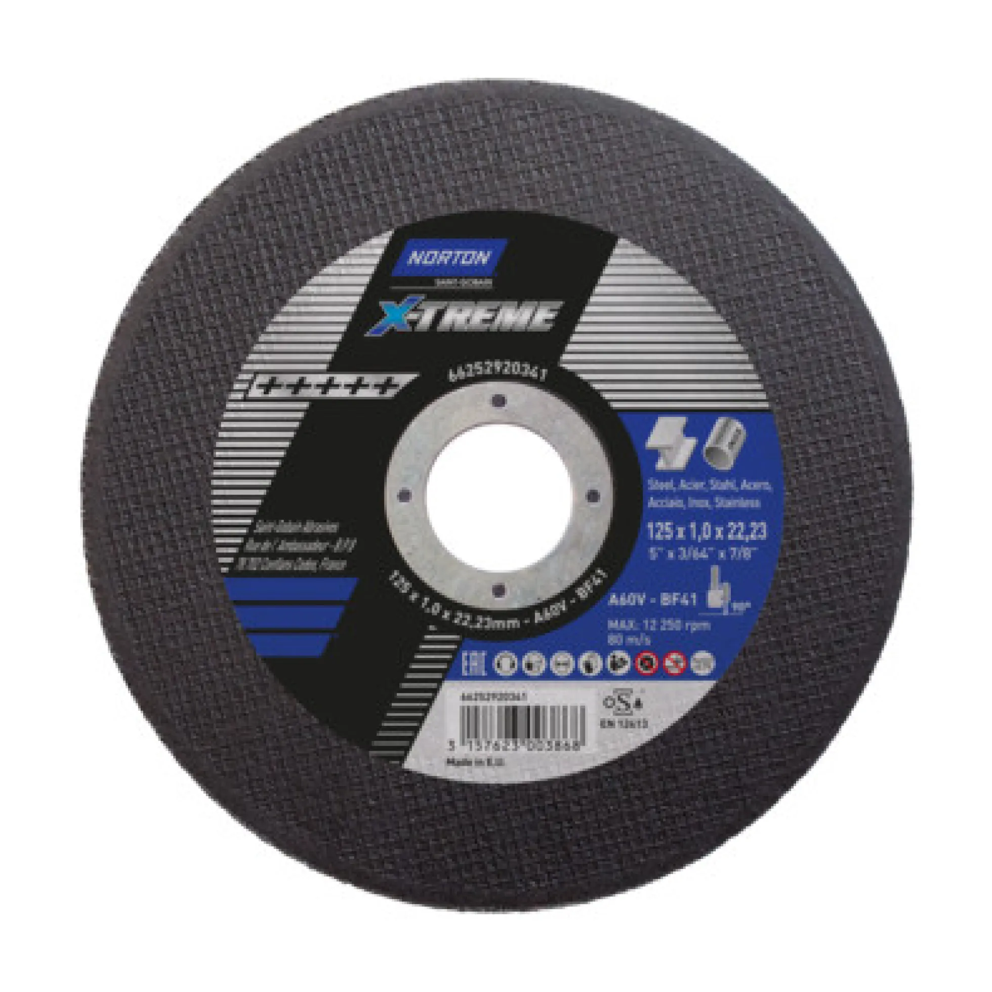 Norton NOR-X-Treme life skæreskive, 125x1,0x22,23mm, A60V-T41