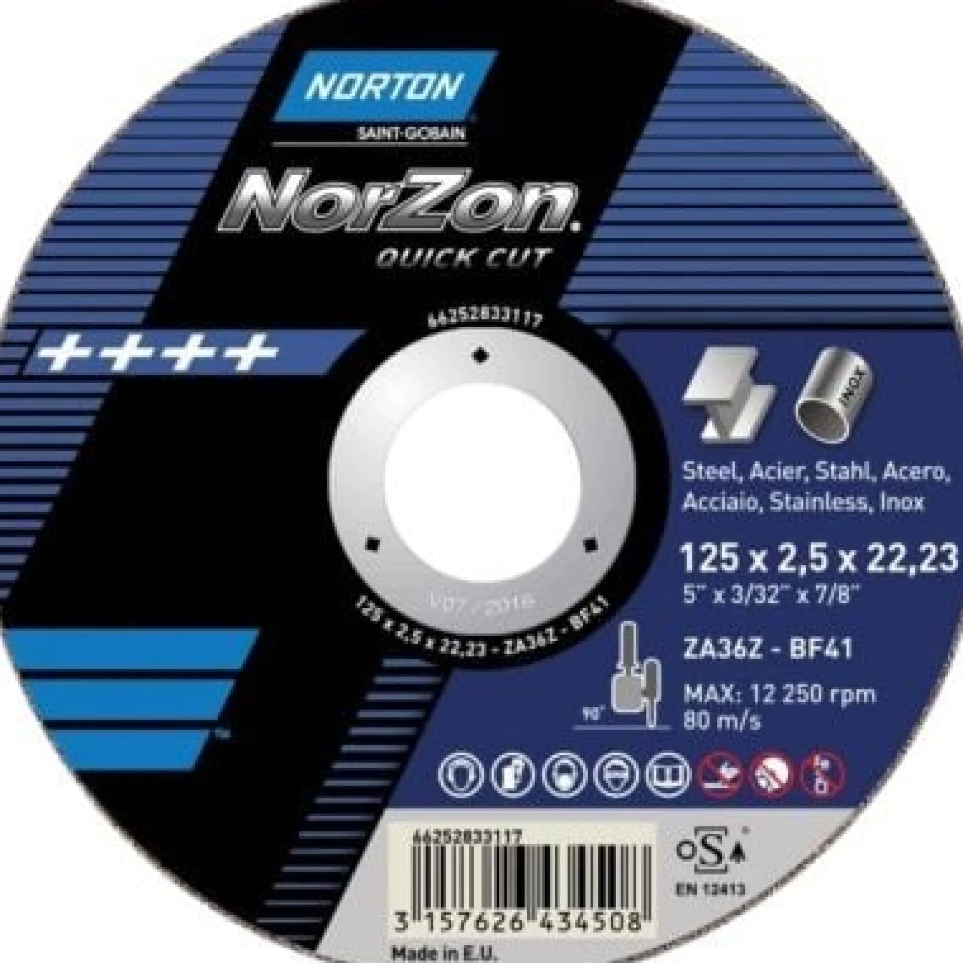 Norton skæreskive Quickcut, 150 x 3,2 x 22 mm, til stål, rustfri stål og støbejern