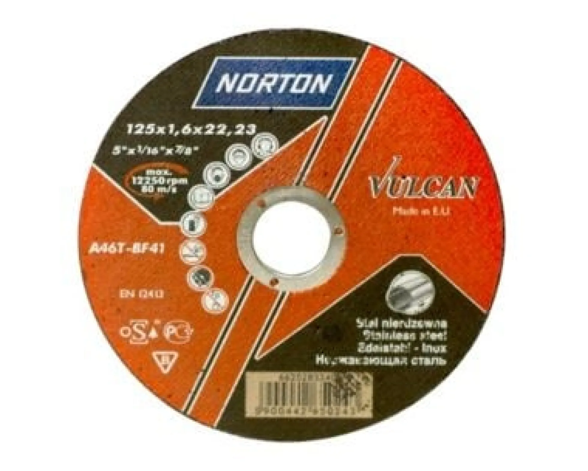 Norton Vulcan skæreskive, 125x1,6 mm, til rustfrit stål