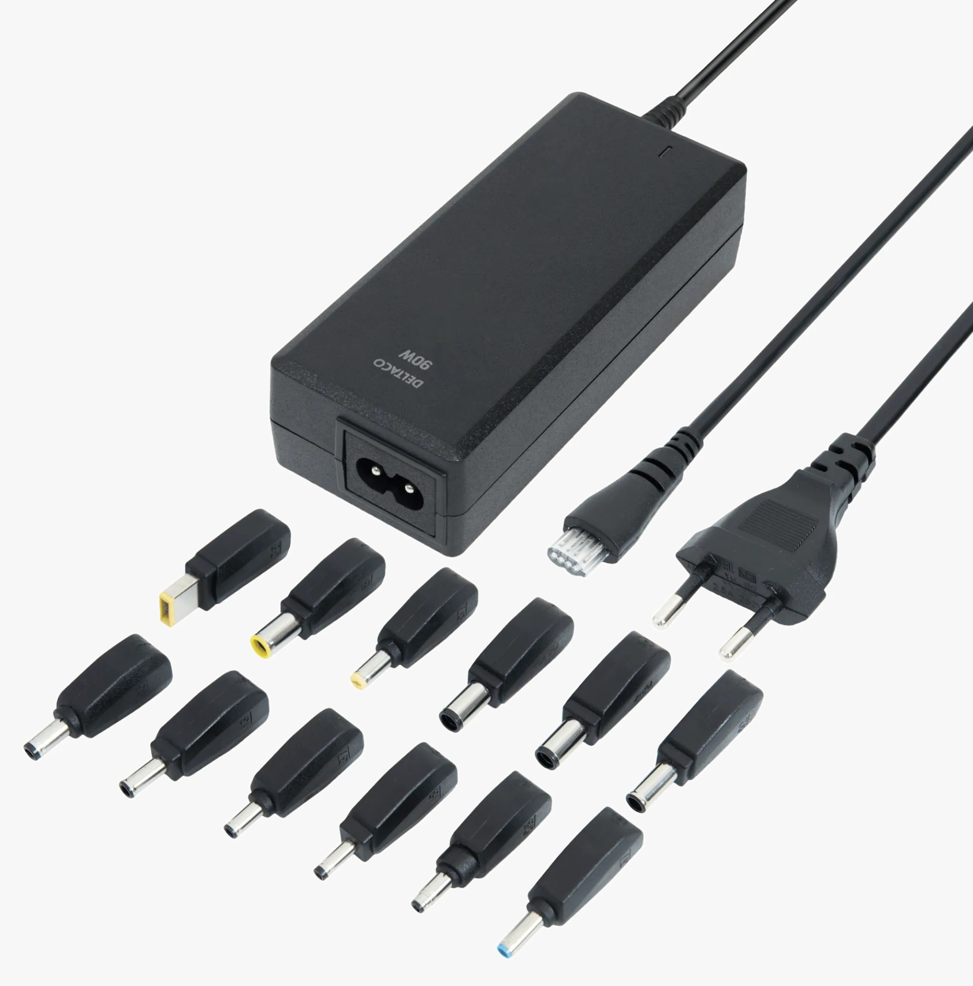 Notebook charger, 15-20 V, 6 A, 90 W, 12 tips, black