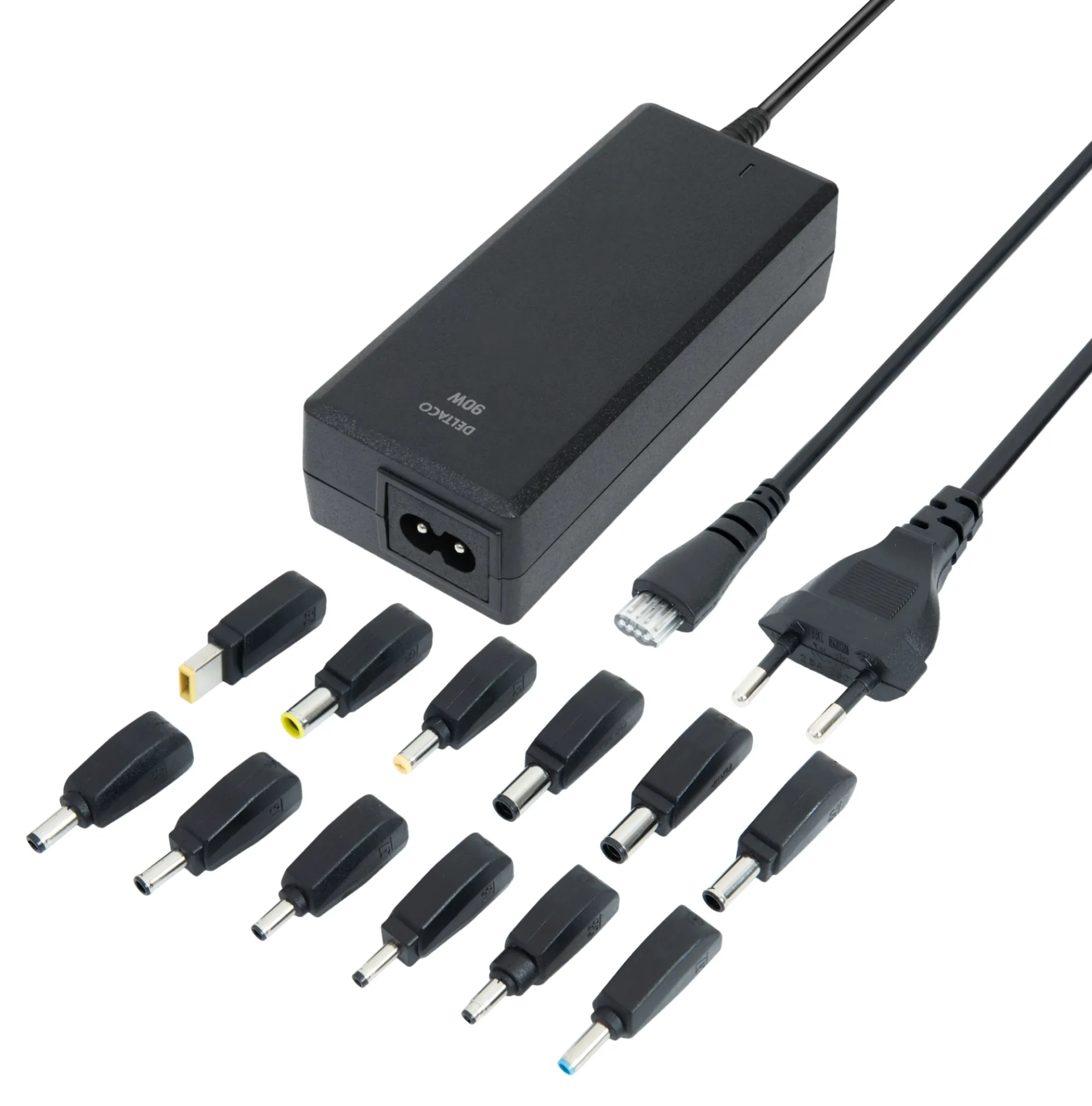 Notebook charger, 15-20 V, 6 A, 90 W, 12 tips, black