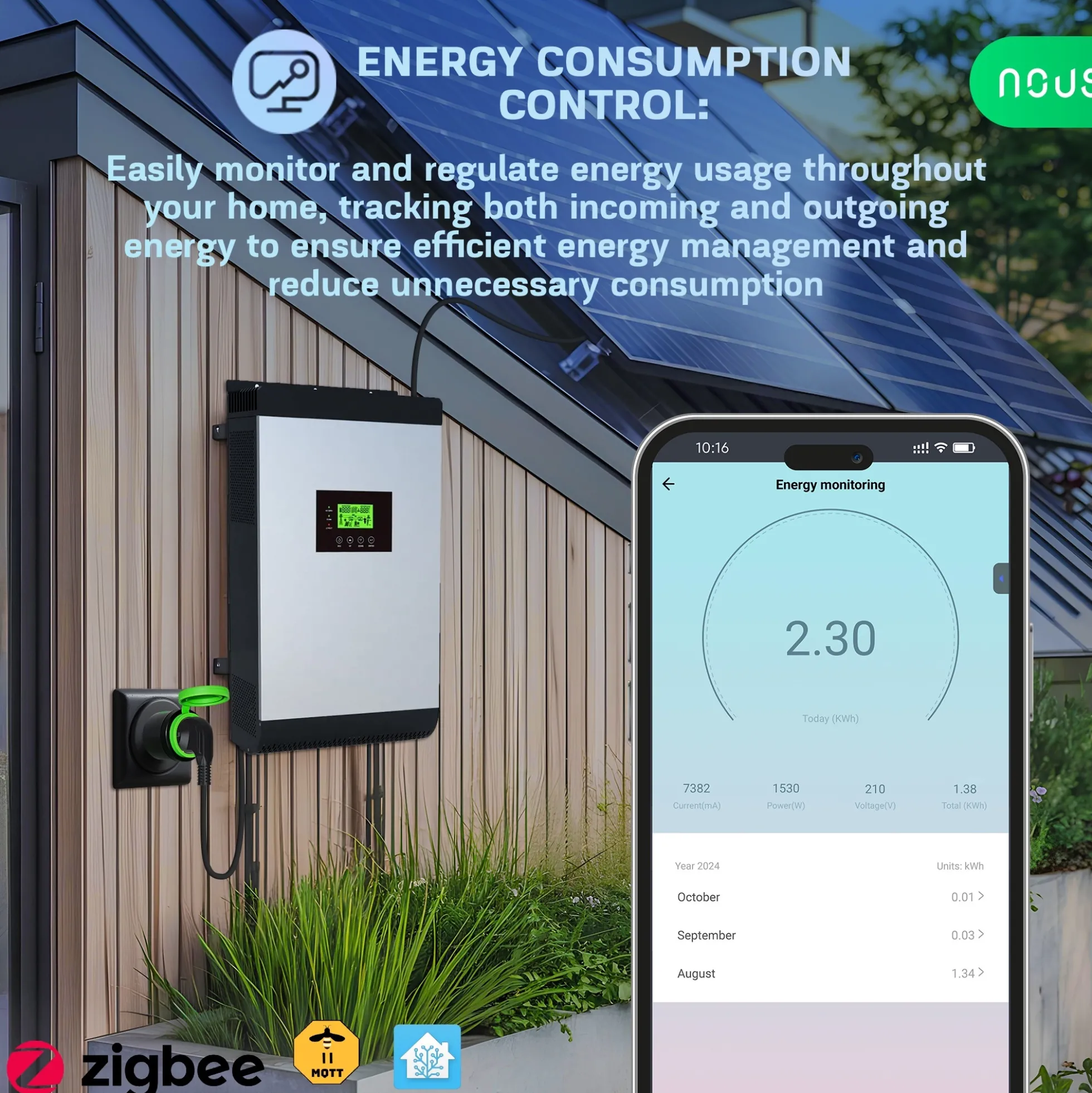 Nous A6Z Outdoor Smart Plug, IP44, udendørs brug, Zigbee