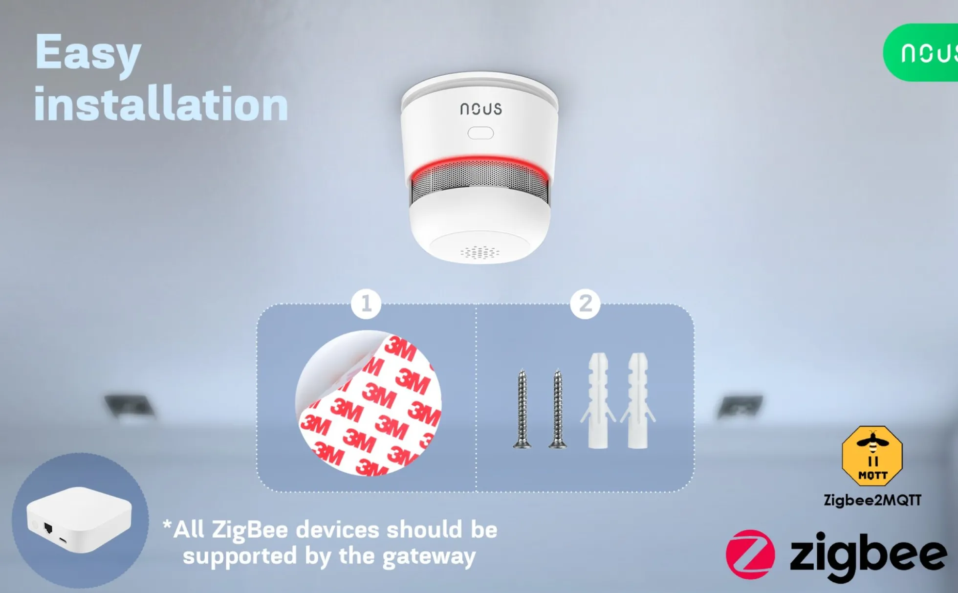 Nous E8 Smart Røgalarm, Zigbee