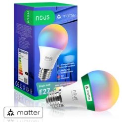 NOUS P3 E27 Smart Pære, RGB, 810lm, Matter