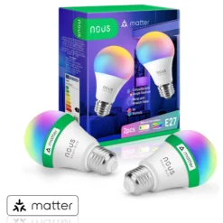 NOUS P3 E27 Smart Pære, RGB, 810lm, Matter - 2 pak