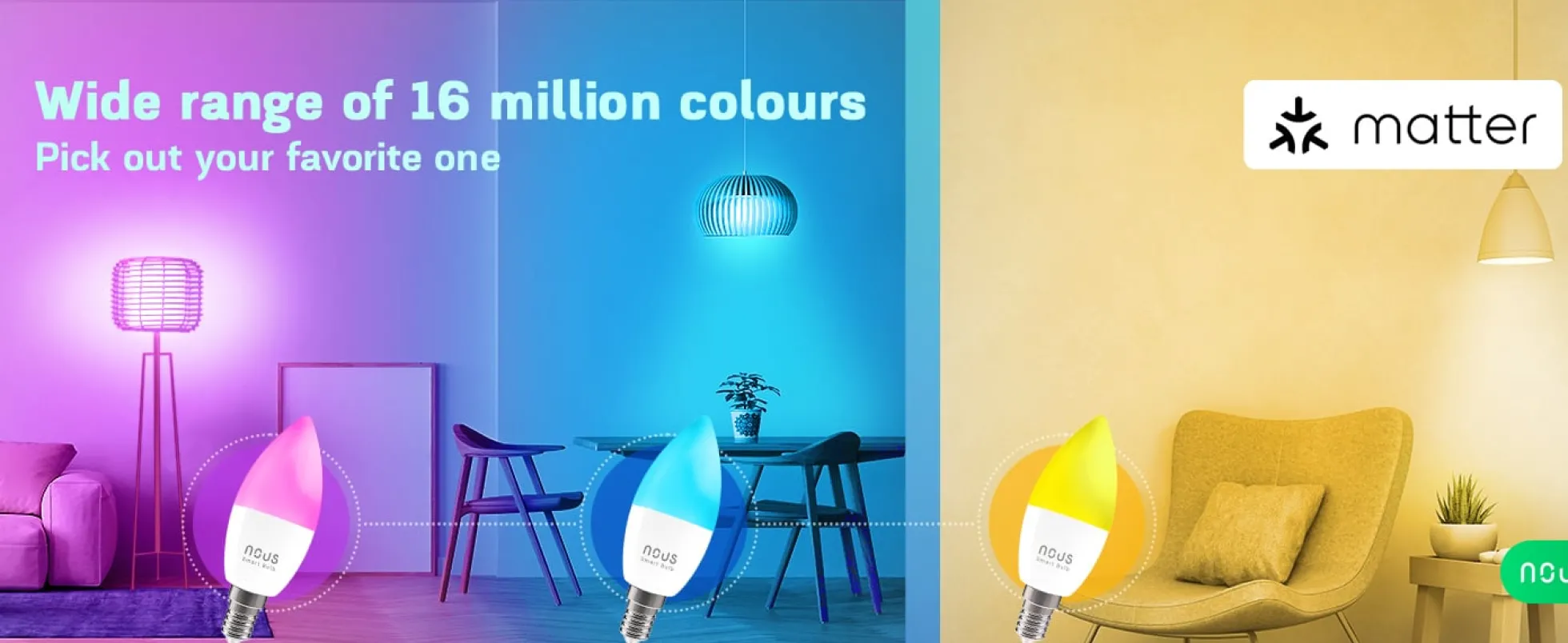 NOUS P4 E14 Smart Pære, RGB, 470lm, 4,5W, Matter