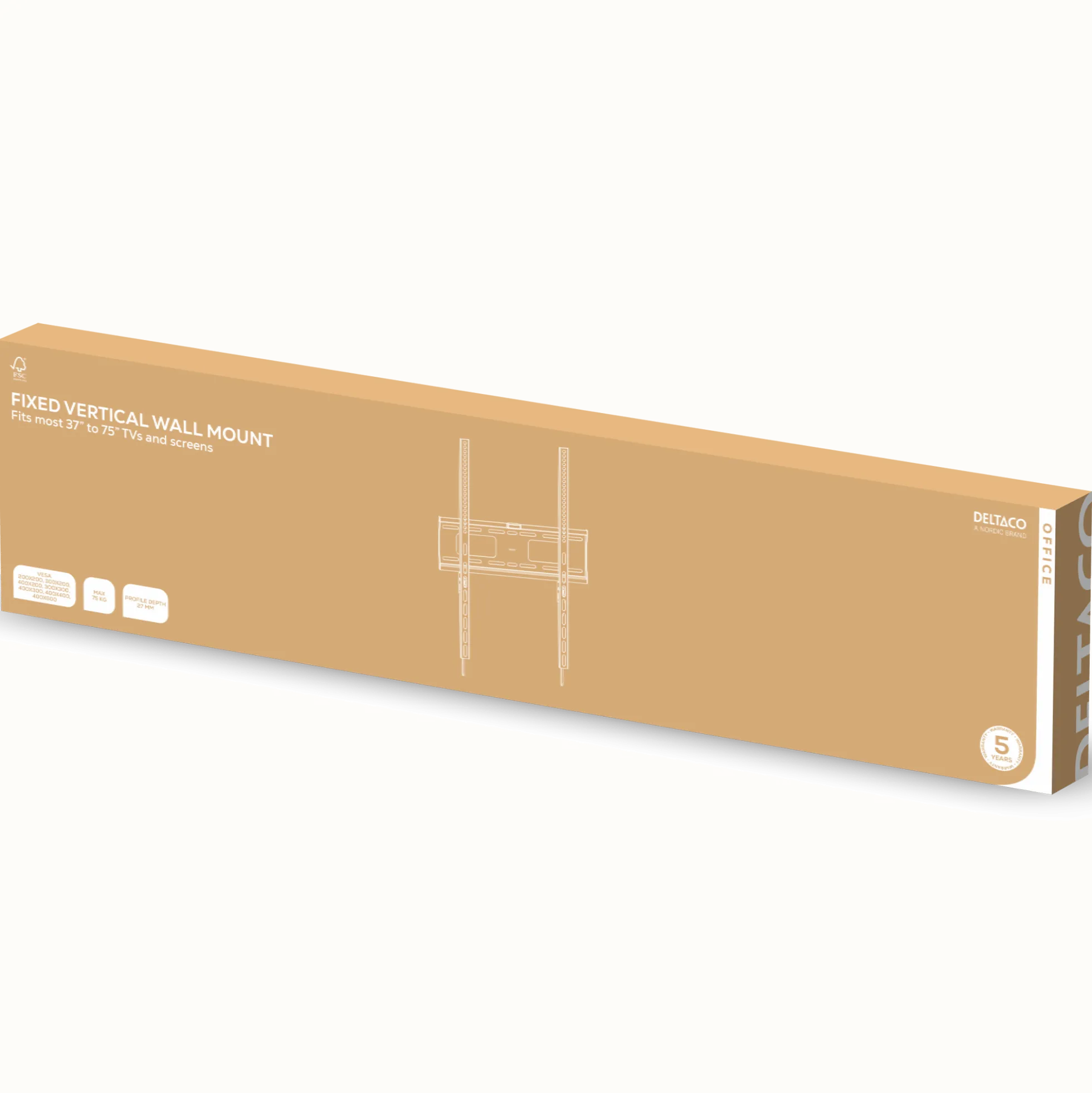 OFFICE fixed vertical display mount, 37"-75", 75 kg VESA