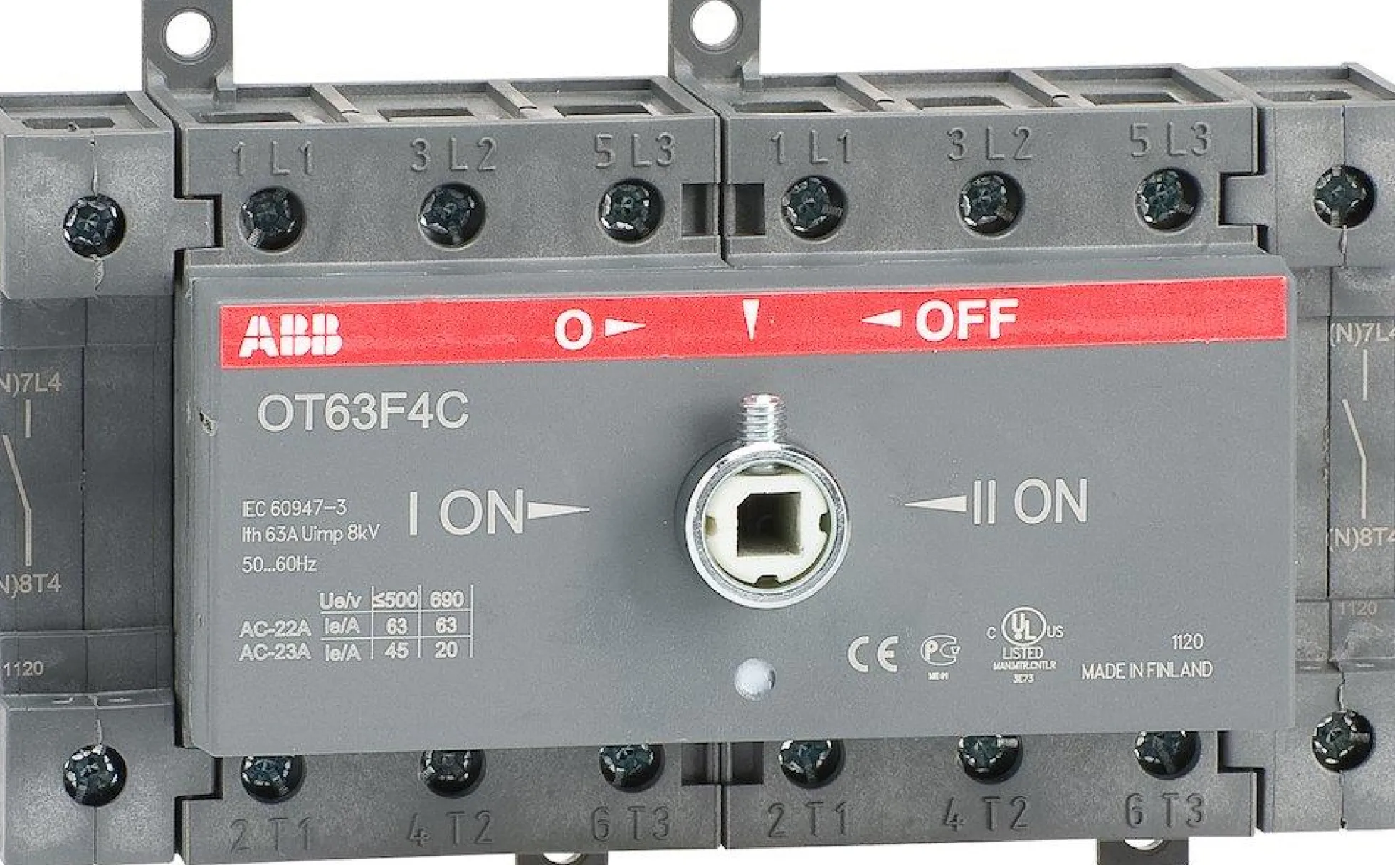 Omskifter, 63A, 1-0-2, 4 polet, OT63F4C