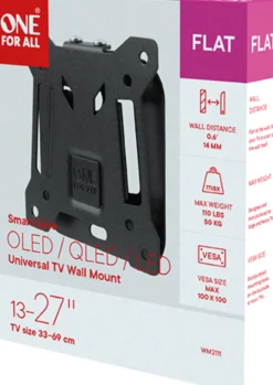 One For All WM2111 TV-vægbeslag, fast, VESA 100x100, sort