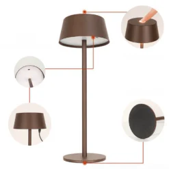 Opladelig LED bordlampe, brun, touch dæmpbar, IP54, 3000K, 3W - Dæmpbar