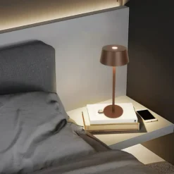 Opladelig LED bordlampe, brun, touch dæmpbar, IP54, 3000K, 3W - Dæmpbar