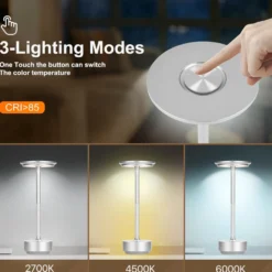 Opladelig LED bordlampe, inde/ude, touchdæmpbar, CCT, IP54, inkl. batteri (5W, 500lm, RA80)