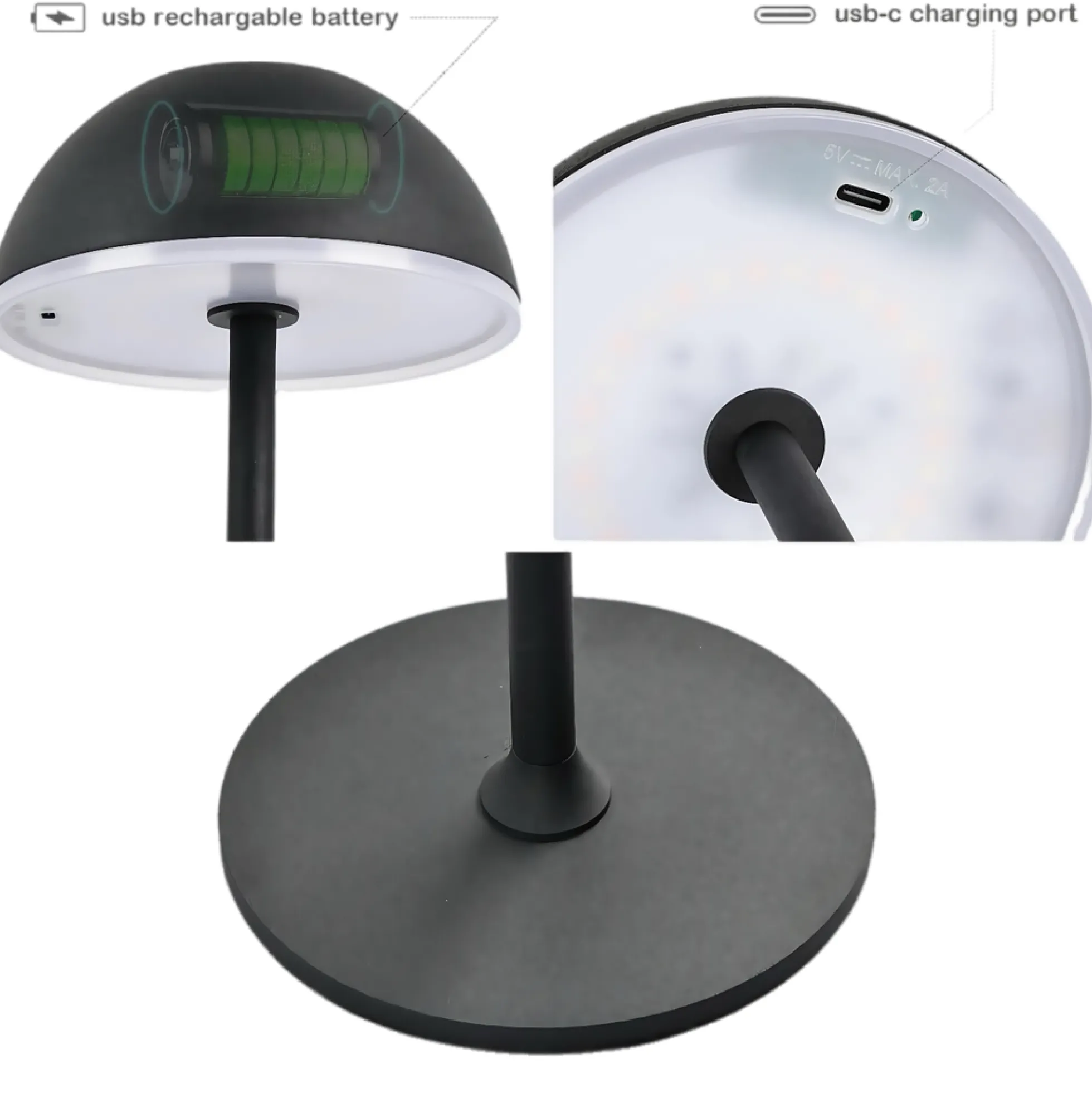 Opladelig LED bordlampe inde/ude - touch dæmpbar, 3i1, IP54 udendørs