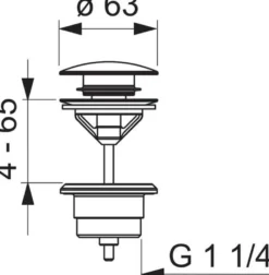 Oras komplet push-up bundventil, 1 1/4", Ø63 mm, mat sort