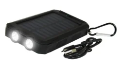 Outdoor powerbank med solcellepanel, 10.000 mAh