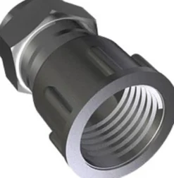 Overgang 1/2" - 15 mm, kompression med muffe, forkromet