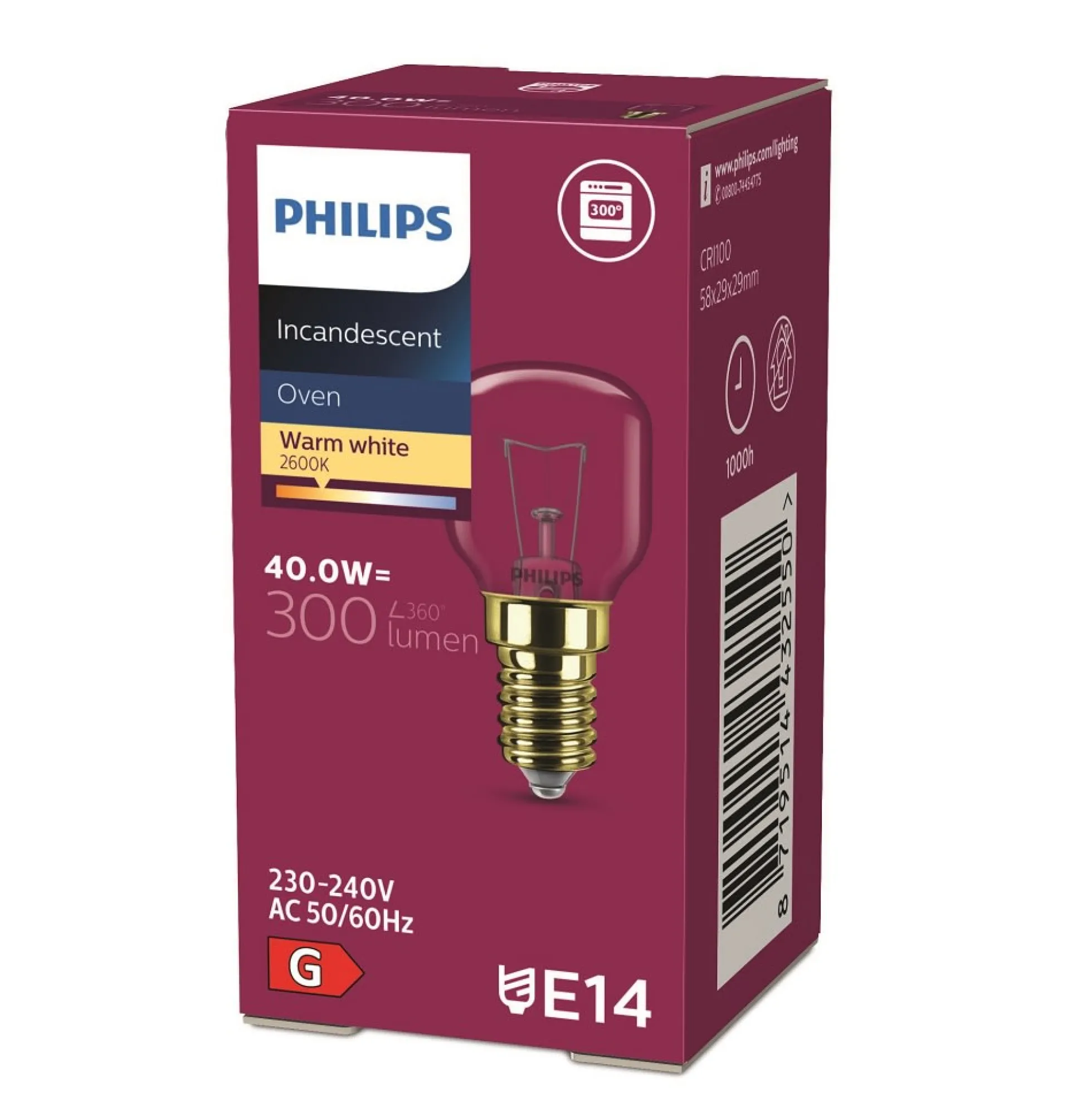 Ovnpære 40W, E14, Klar - Philips Lighting