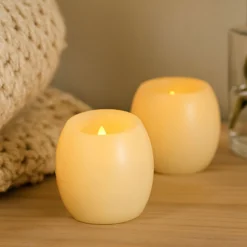 2-pak LED kugle stearinlys med flammeeffekt - Ø5 cm, 6 cm høj, lavet af ægte stearin