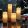 4-pak LED udendørs bloklys, Ø5,5cm, højde 10/13/15/17cm, inkl. fjernbetjening