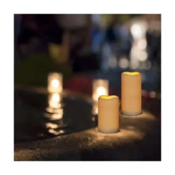 4-pak LED udendørs bloklys, Ø5,5cm, højde 10/13/15/17cm, inkl. fjernbetjening