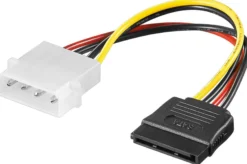 PC Y-strømkabel/adapter, SATA strøm, 4pin-15pin, 0,2 meter - MicroConnect