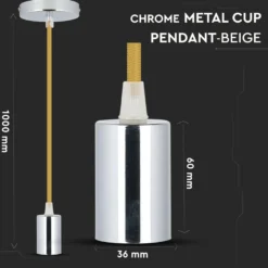 Pendelophæng, E27, krom, maks. 60W, Ø3,6cm, uden lyskilde