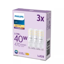 Philips G9 LED-pære, 2700K, 470lm, 3,7W - 3 pak