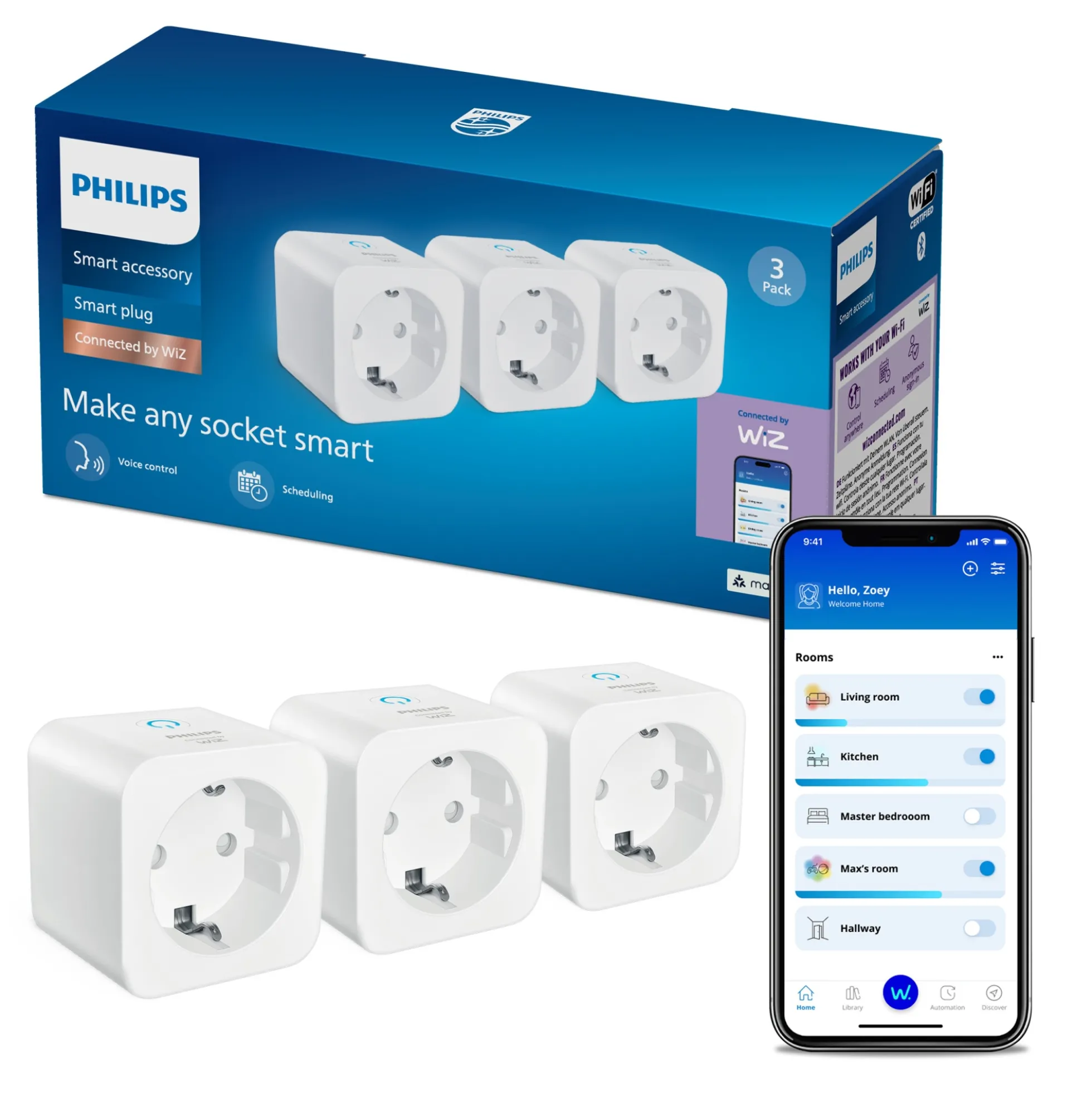 Philips Smart Lighting Smart Plug, Matter (WiFi) - 3-pak