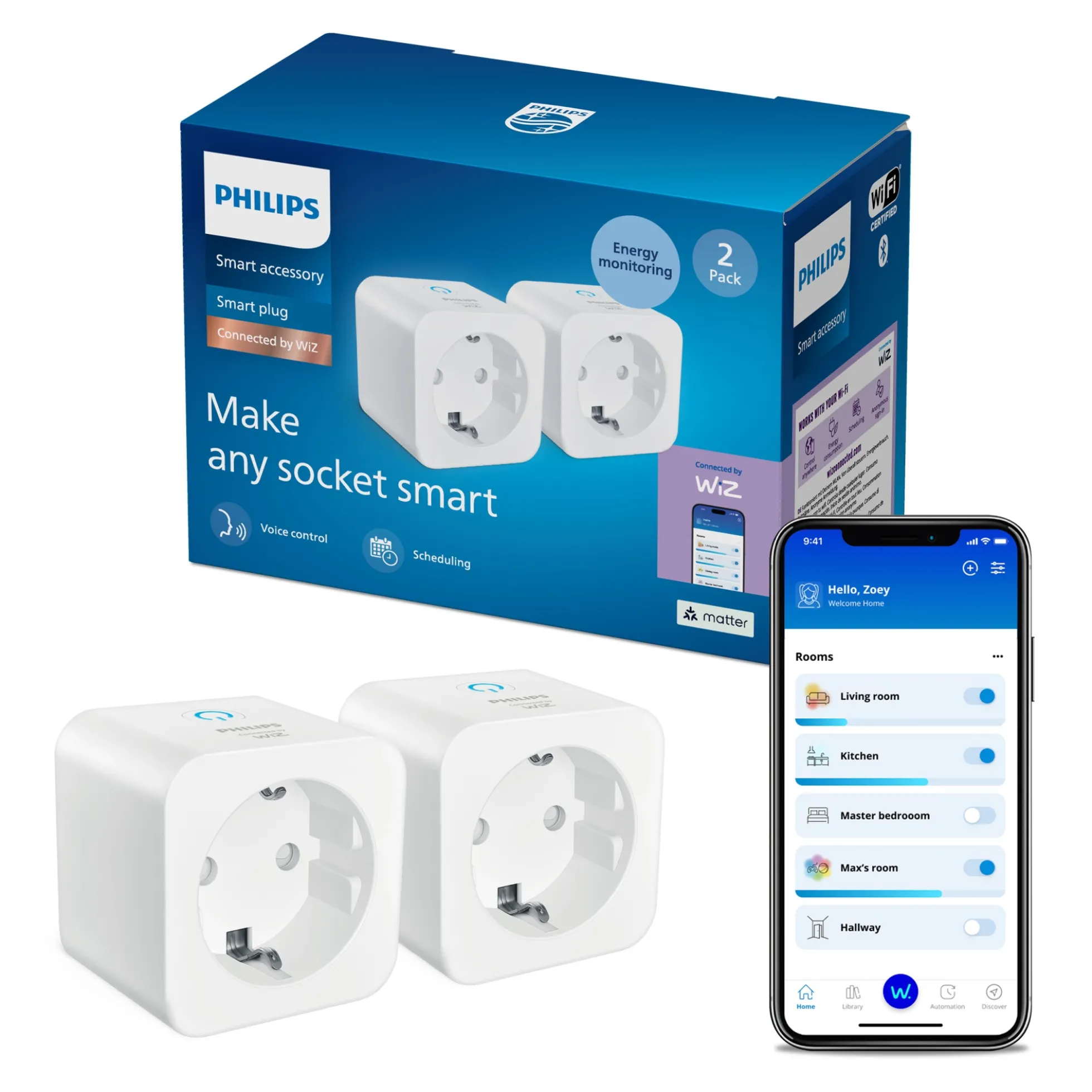 Philips Smart Lighting Smart Plug, Matter (WiFi) - 2-pak