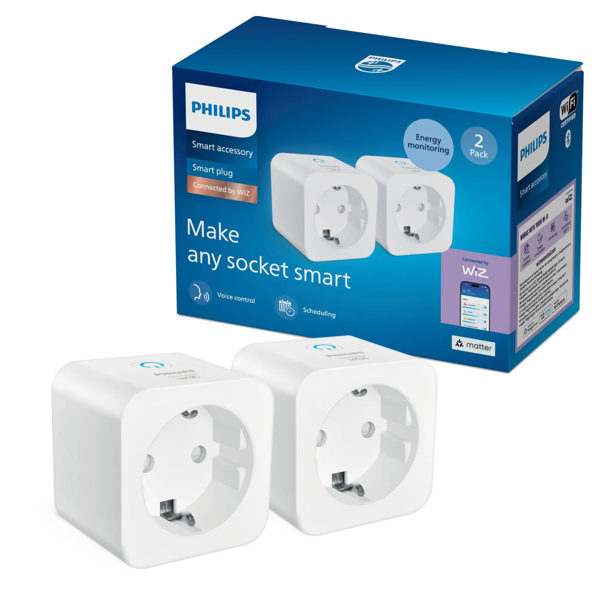 Philips Smart Lighting Smart Plug, Matter (WiFi) - 2-pak
