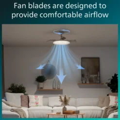 Philips Tynl Loftventilator med LED-lys, Ø106 cm, sammenfoldelige vinger, dæmpbar med justerbar farvetemperatur, fjernbetjening, hvid