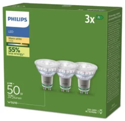 Philips Ultra Efficient GU10 A LED-pære, 2700K, 375lm, 36°, 2,1W - 3 pak