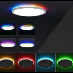 Plafond med CCT, RGBIC backlight, Ø30cm, 2800 lm, 39W, appstyring m. Tuya WiFi, inkl. fjernbetjening