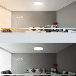 Plafond med CCT, RGBIC backlight, Ø30cm, 2800 lm, 39W, appstyring m. Tuya WiFi, inkl. fjernbetjening