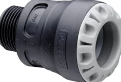 Plasson SERIE 1, Push-in lige overgang med nippel, 32 mm x 1" udvendigt gevind, PP, PN16