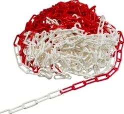 Plastkæde, rød/hvid, 25 meter