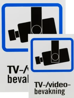 Plastskylt, Svensk, TV/Video-overvågning, A4 & A5-størrelse DELTACO