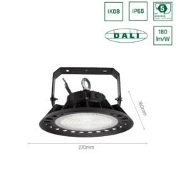 PLATEO 3 LED high bay, 100W, 17000 lumen, 90° spredning, IP65, DALI dæmpbar, 230V, 4000K