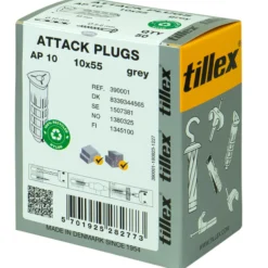 Plugs Attack AP-10, 10x55 mm, grå (50) - Tillex - 50 stk