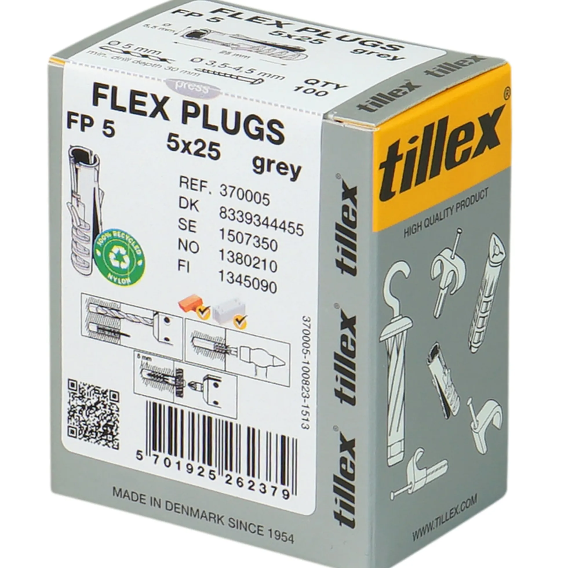Plugs Flex FP5, 5x25 mm, grå (100 stk.) - 100 stk