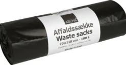 Poly-Line Supersæk PLUS, 100 liter, sort, 70 x 110 cm