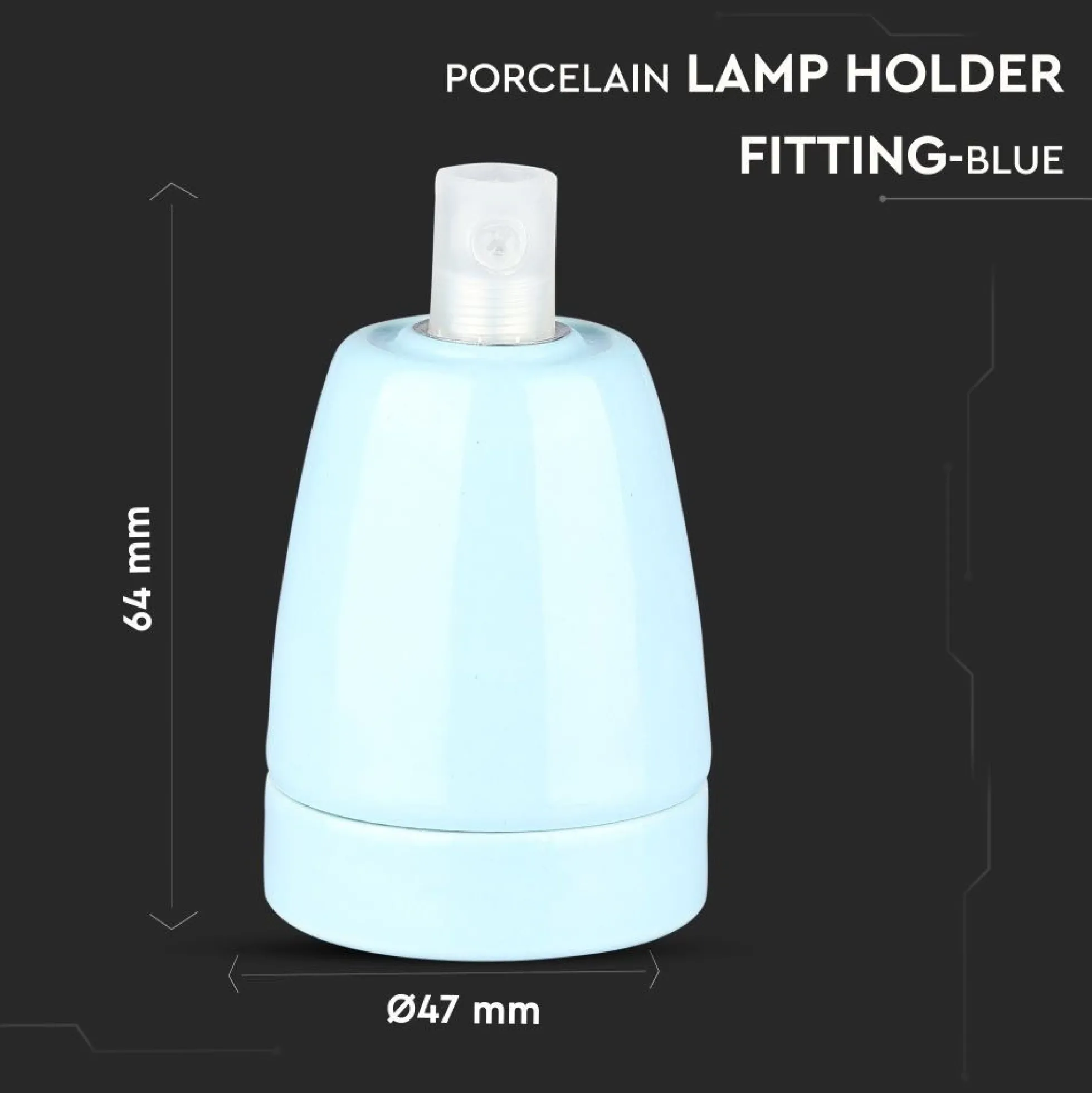 Porcelænsfatning, E27, max 60W, Ø4,7 x 6,4 cm, IP20 indendørs