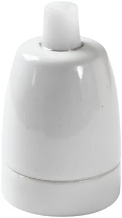 Porcelænsfatning E27 M10 glaseret med aflastning, hvid