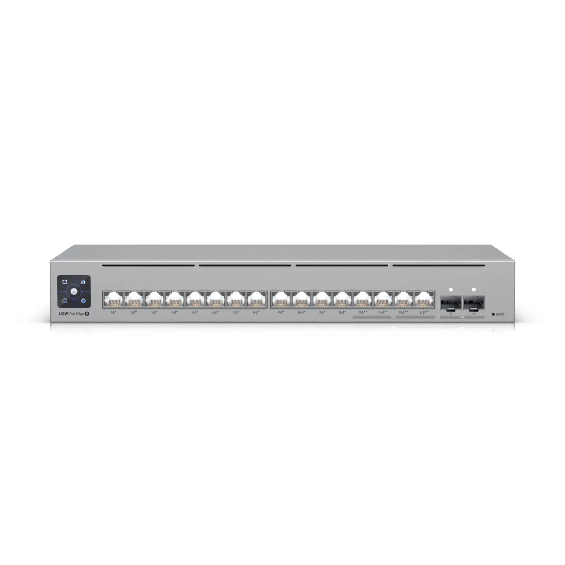 16-port Layer 3 Etherlighting™ switch med 2.5 GbE, PoE++ - Ubiquiti