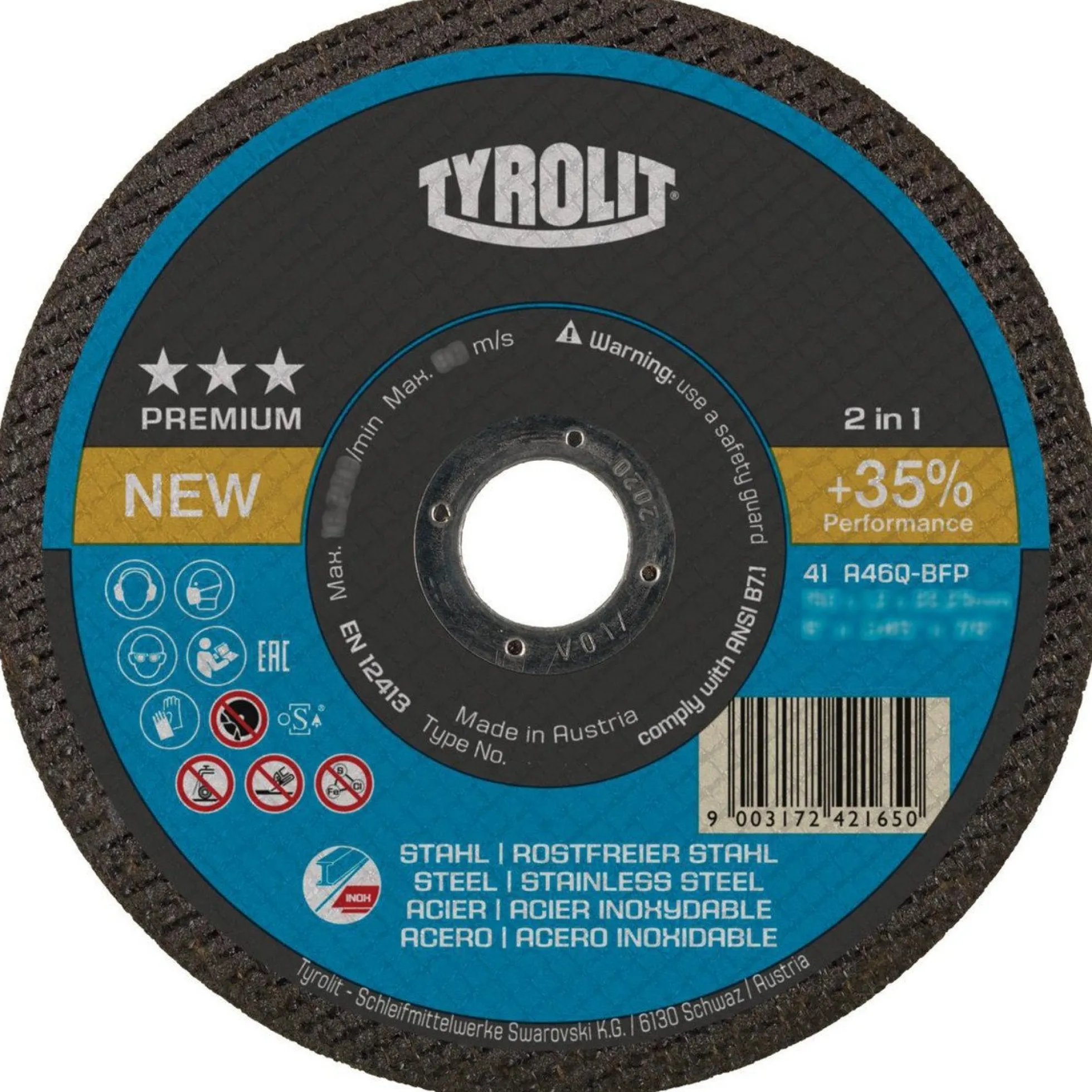 PREMIUM*** skæreskive, 125 x 1,6 x 22,23 mm, A 46 Q- BFP