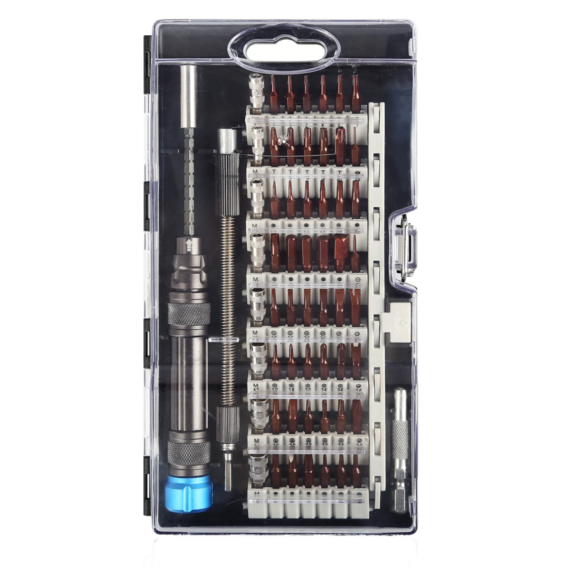 Professional Screwdriver set, 58 parts, Extension bar, CRV socket, sort