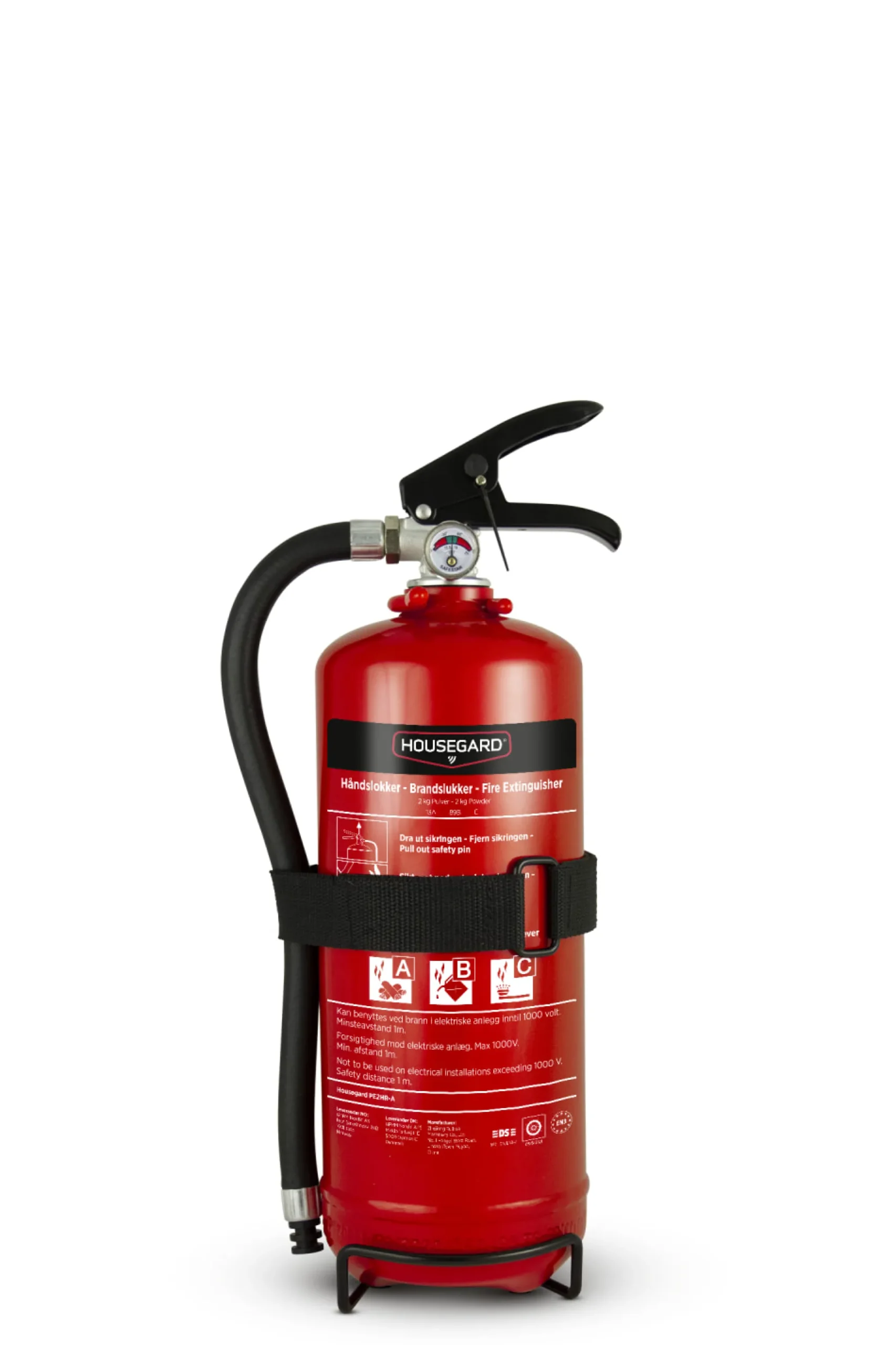 Pulverslukker 2 kg, PE2HR-A, 13A 89B C, rød