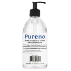 Pureno håndsprit, 500ml, 85% alkohol med glycerin, med pumpe