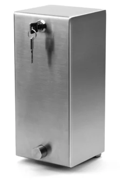 Purus sæbedispenser, vandalsikker, børstet rustfrit stål, 1000 ml, vægmonteret, B:131 x H:296 x D:124 mm, til TORK S1 produkter